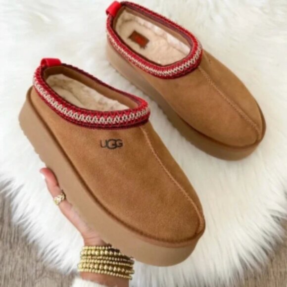 Ugg Tazz Tasman Platform Slipper in chestnut - Picture 1 of 6